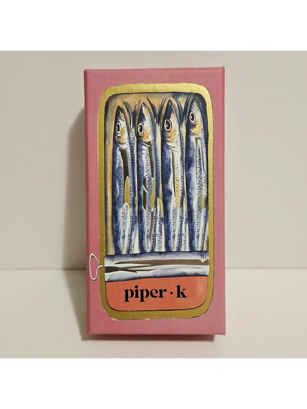 Piper K Sardine Can Checkered Pink Print Keychain & Bag Charm NWT